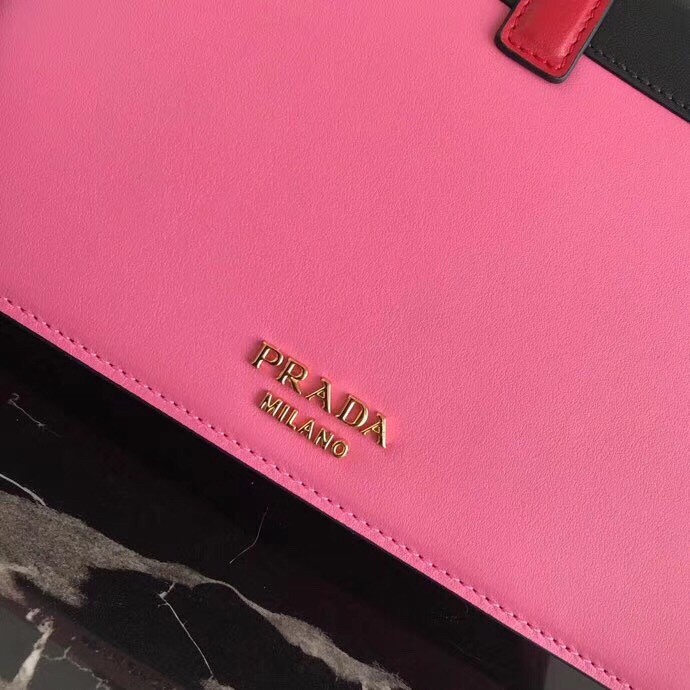 Prada Belle Shoulder Bag In Black/Pink Calfskin