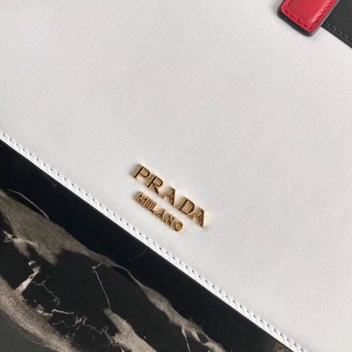 Prada Belle Shoulder Bag In Black/White Calfskin