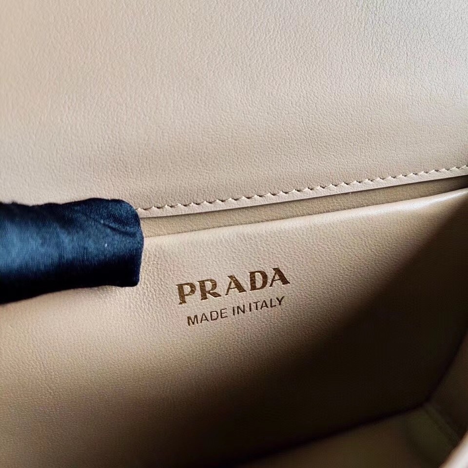 Prada Symbole Shoulder Bag In Beige Saffiano Leather