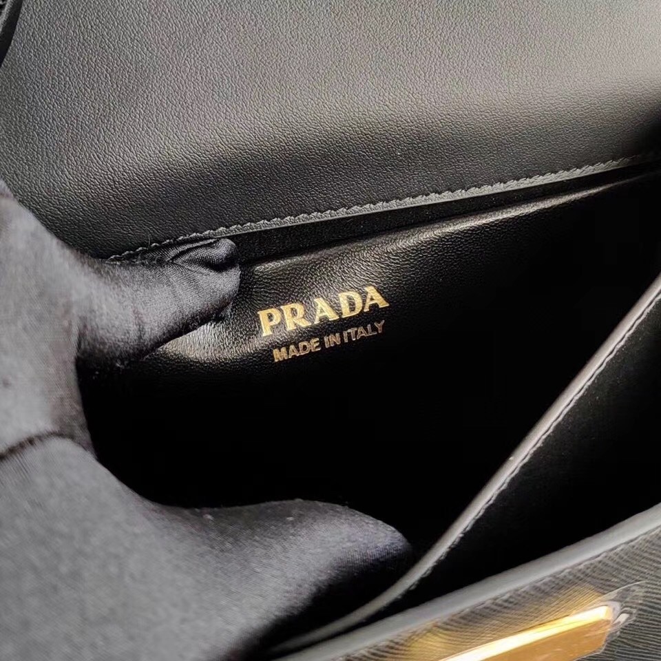 Prada Symbole Shoulder Bag In Black Saffiano Leather