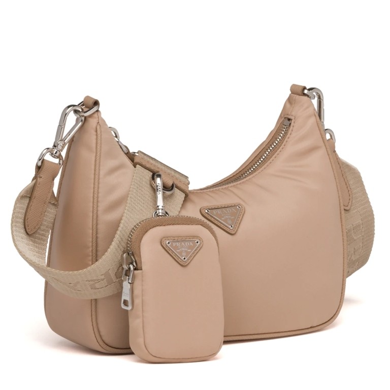 Prada Re-Edition 2005 Shoulder Bag In Beige Nylon