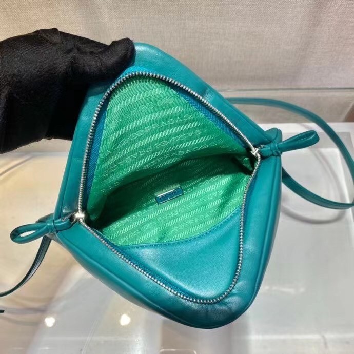 Prada Padded Bag In Peacock Blue Nappa Leather