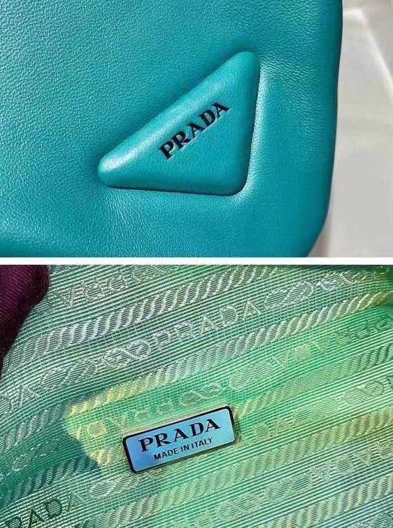 Prada Padded Bag In Peacock Blue Nappa Leather