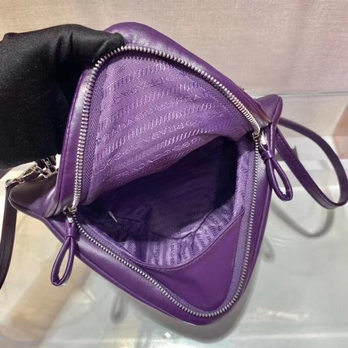 Prada Padded Bag In Purple Nappa Leather