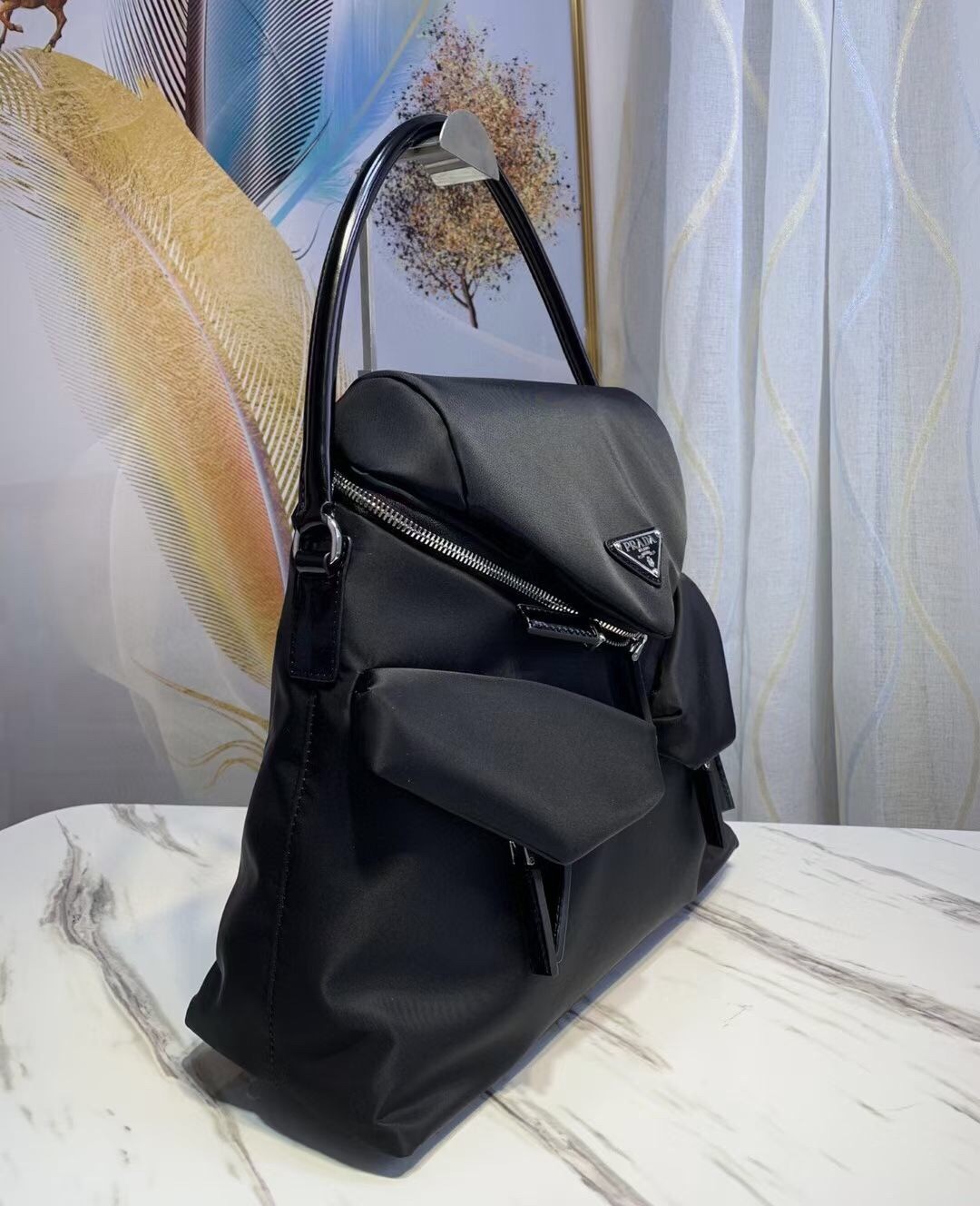 Prada Signaux Hobo In Bag In Black Nylon