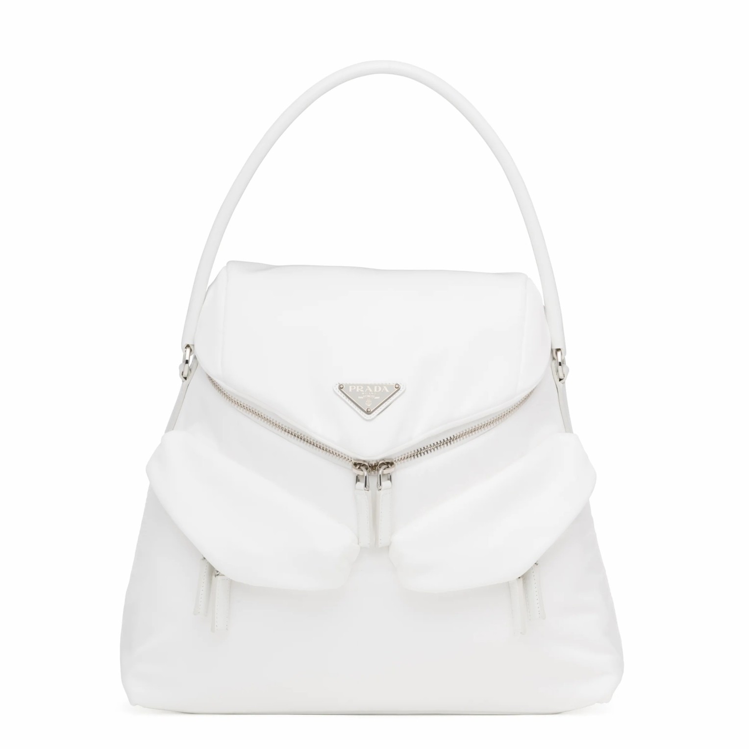 Prada Signaux Hobo In Bag In White Nylon