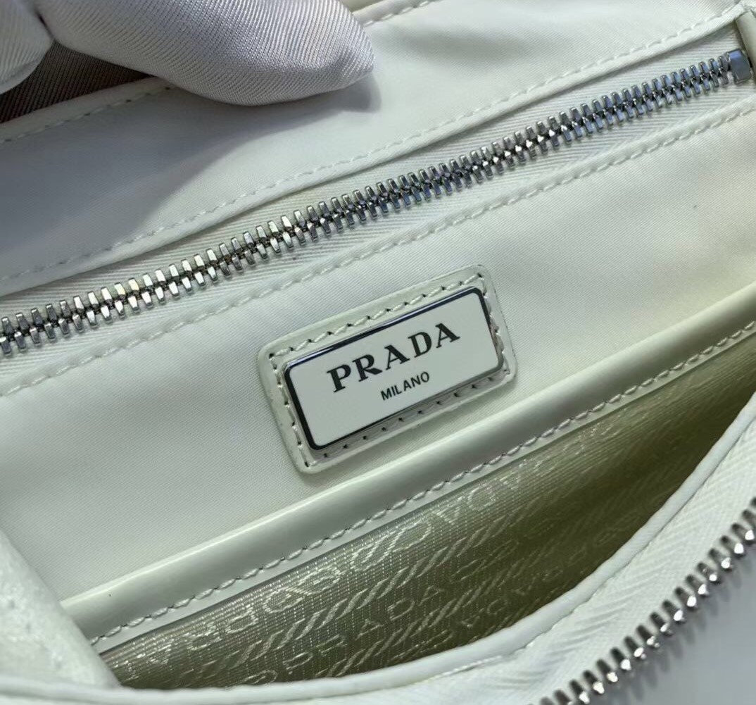 Prada Signaux Hobo In Bag In White Nylon