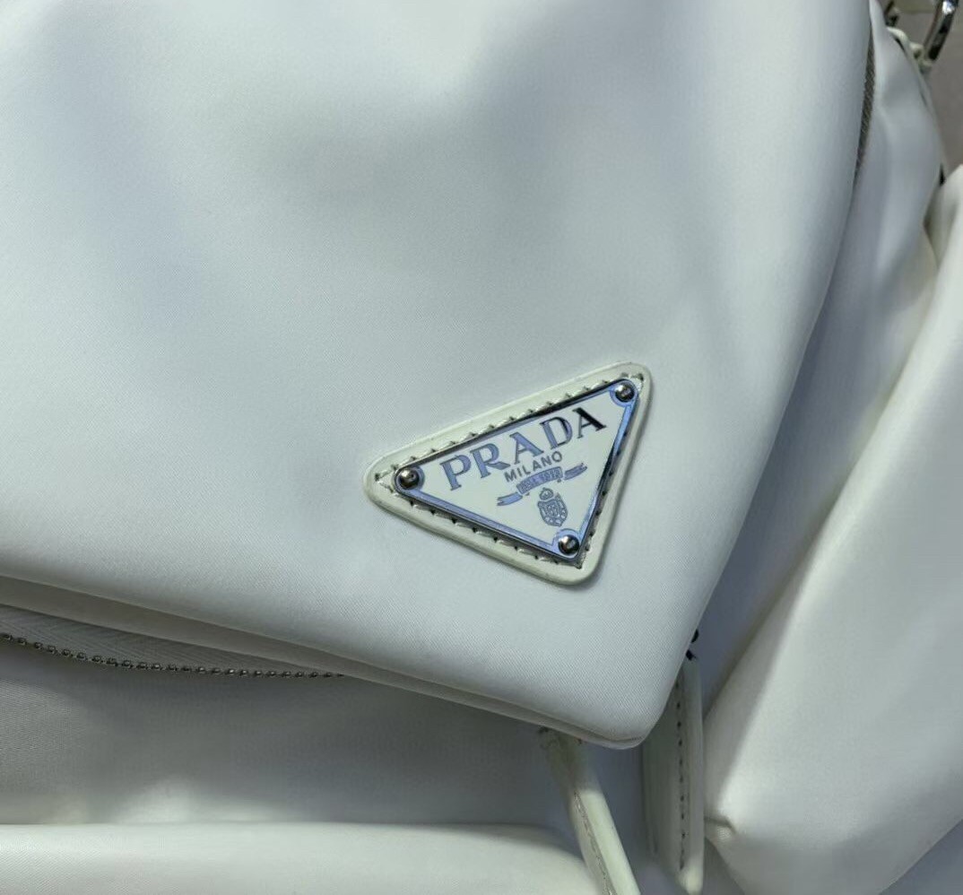 Prada Signaux Hobo In Bag In White Nylon