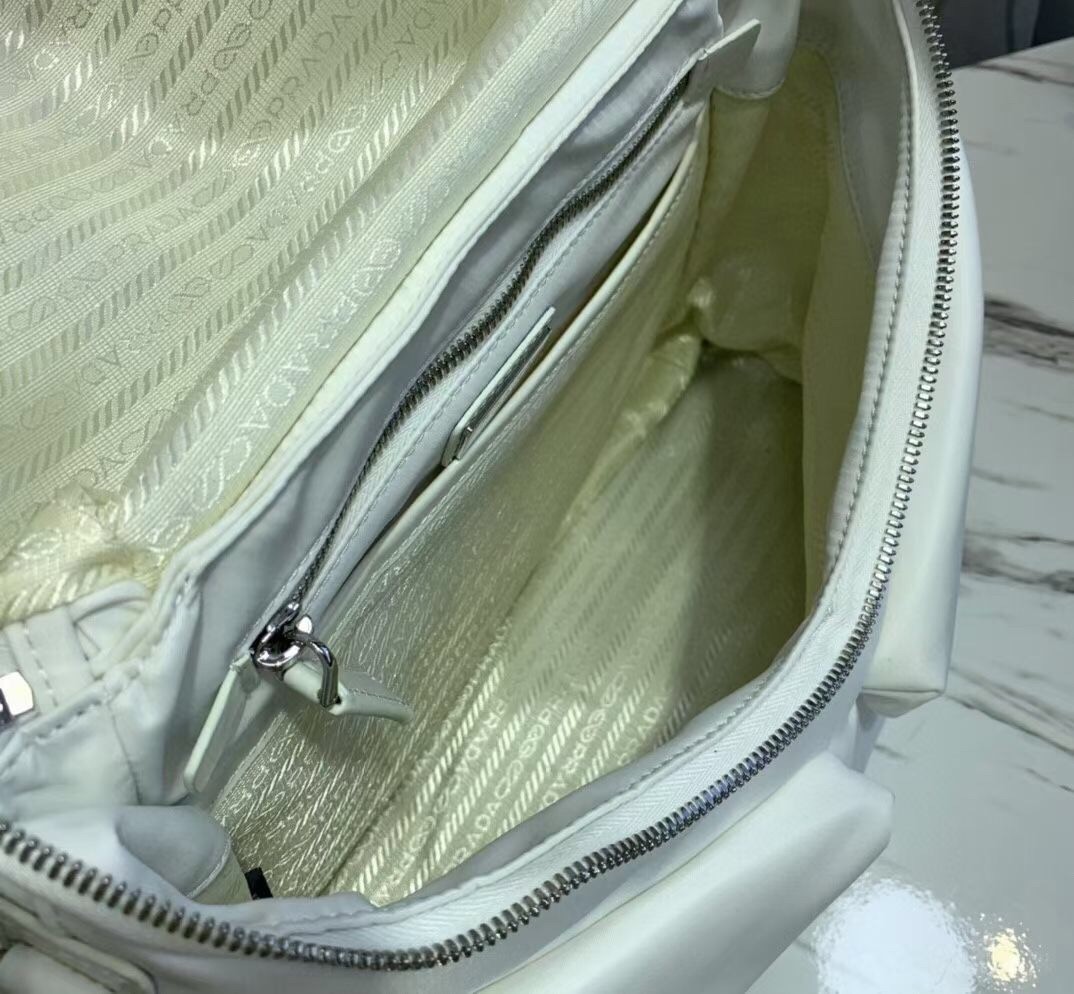 Prada Signaux Hobo In Bag In White Nylon