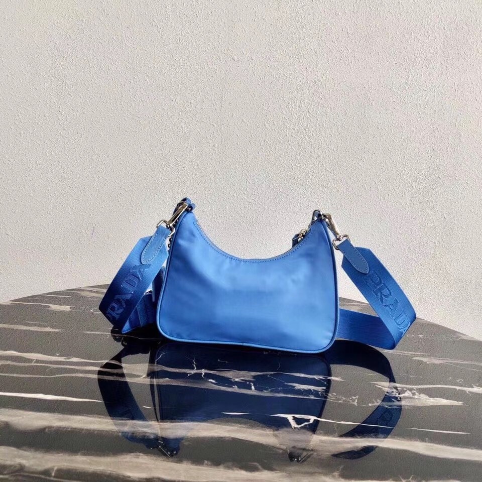 Prada Periwinkle Blue Nylon Re-Edition 2005 Shoulder Bag