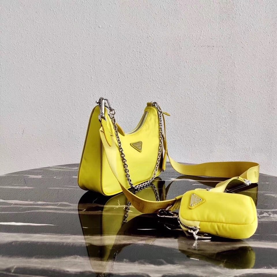 Prada Pineapple Yellow Nylon Re-Edition 2005 Shoulder Bag