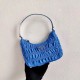 Prada Mini Hobo Bag In Blue Nylon and Leather