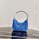 Prada Mini Hobo Bag In Blue Nylon and Leather