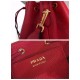 Prada Bucket Bag In Red Grained Calfskin