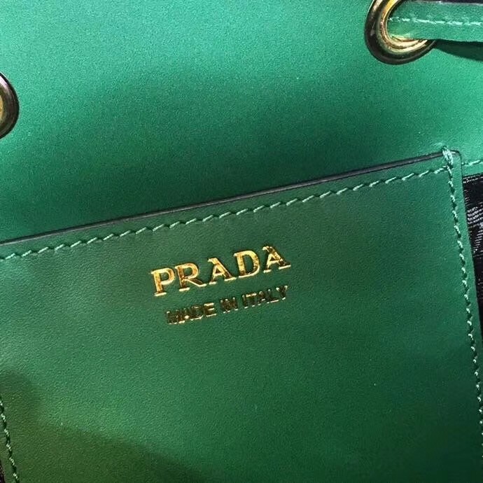 Prada Bucket Bag In Green Saffiano Leather