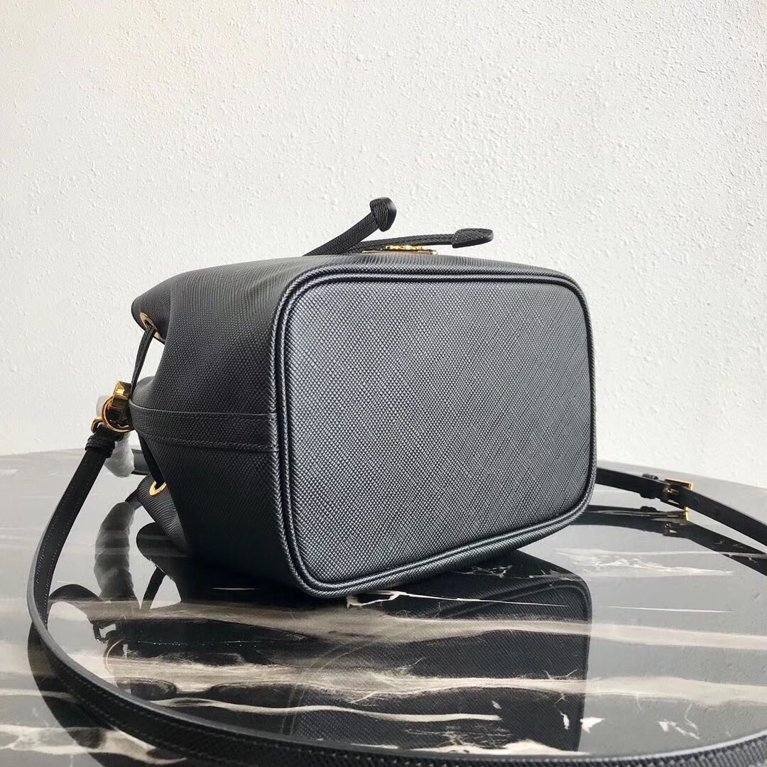 Prada Bucket Bag In Black Saffiano Leather