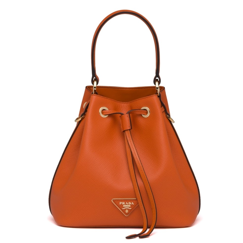 Prada Bucket Bag In Orange Saffiano Leather