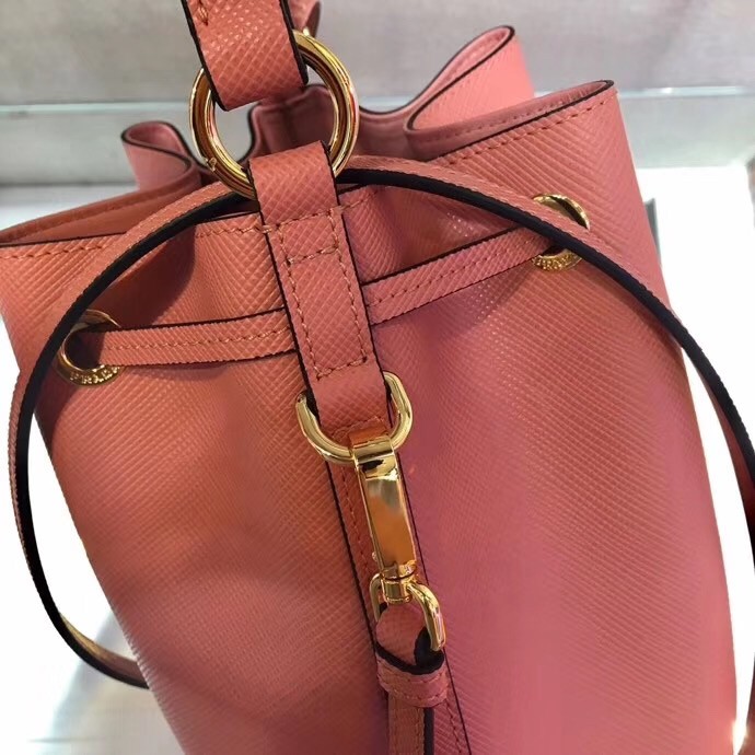 Prada Bucket Bag In Pink Saffiano Leather