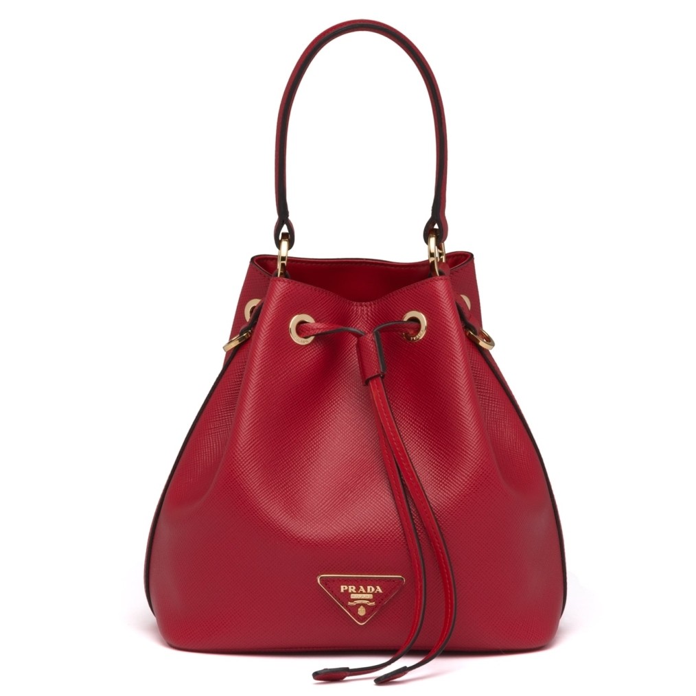 Prada Bucket Bag In Red Saffiano Leather