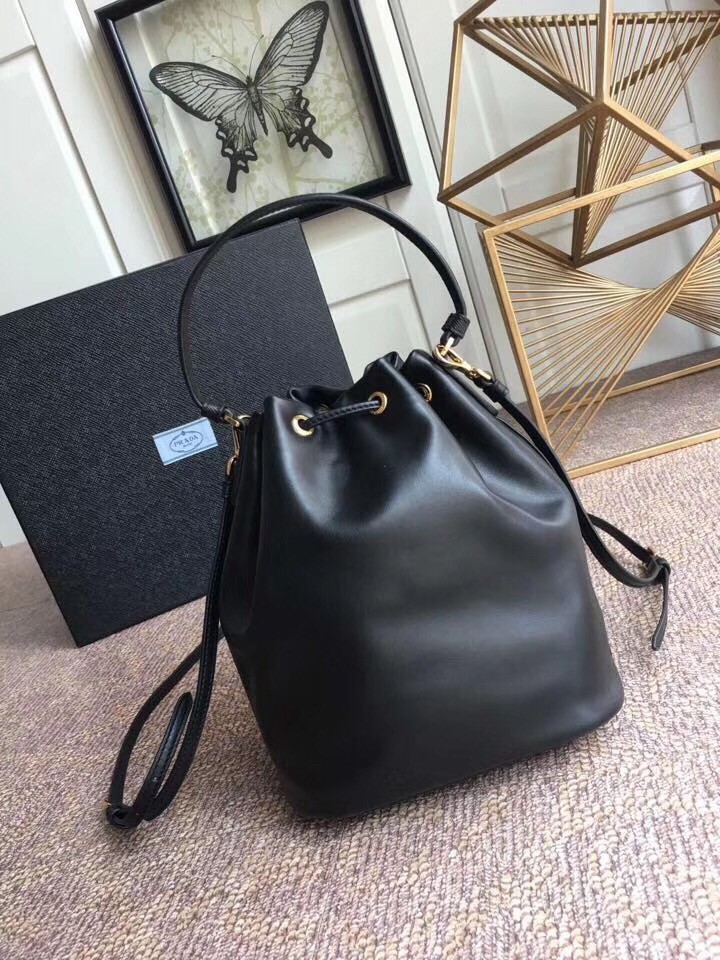 Prada Bucket Bag In Black Calfskin 1BH038