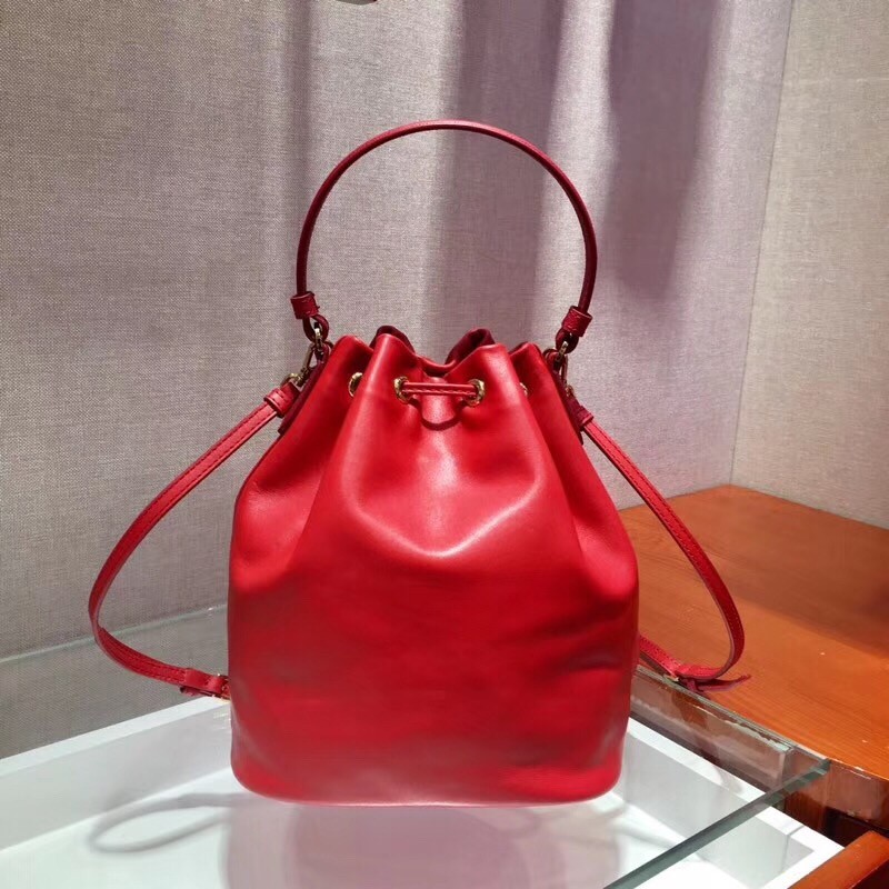 Prada Bucket Bag In Red Calfskin 1BH038