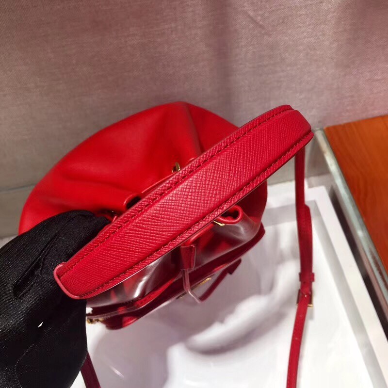 Prada Bucket Bag In Red Calfskin 1BH038