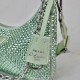 Prada Re-Edition 2005 Bag In Aqua Satin with Crystals