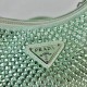 Prada Re-Edition 2005 Bag In Aqua Satin with Crystals