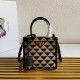 Prada Symbole Micro Bag In Black/Beige Jjacquard Fabric