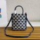 Prada Symbole Micro Bag In White/Blue Jjacquard Fabric