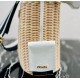 Prada Bucket Bag In Wicker and White Canvas