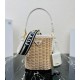 Prada Bucket Bag In Wicker and White Canvas