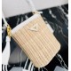 Prada Bucket Bag In Wicker and White Canvas