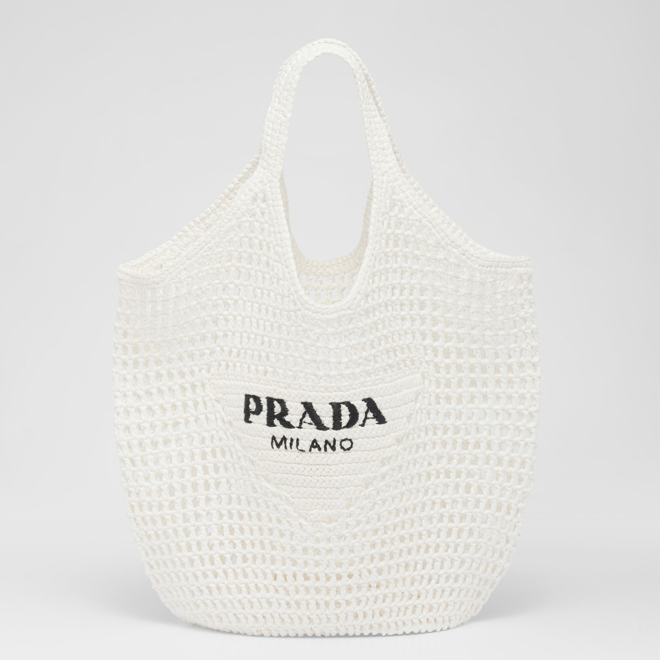 Prada Large Tote Bag In White Raffia