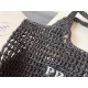 Prada Large Tote Bag In Black Raffia