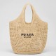 Prada Large Tote Bag In Beige Raffia