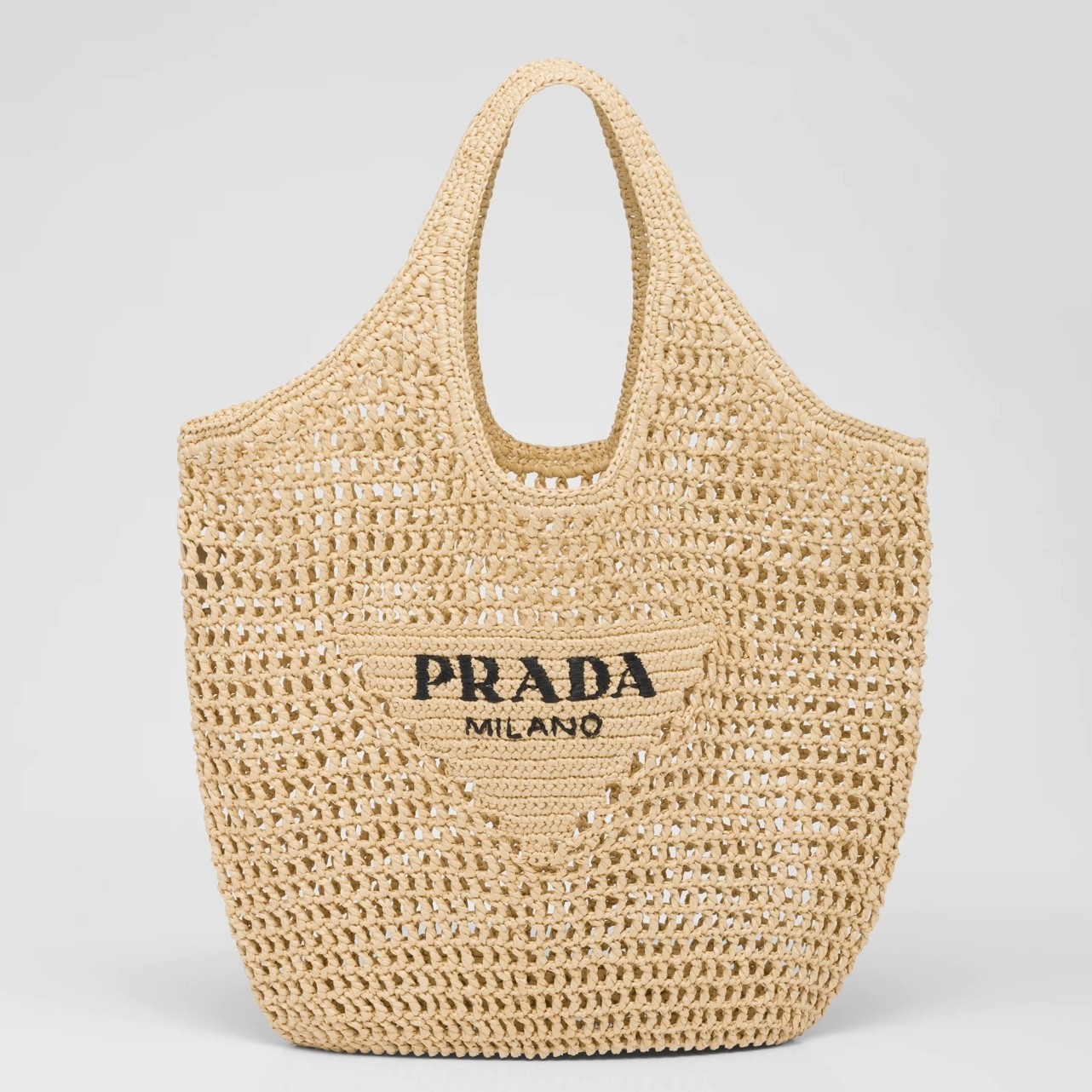 Prada Large Tote Bag In Beige Raffia