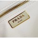 Prada Tote Bag In Wicker and White Canvas