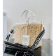 Prada Tote Bag In Wicker and White Canvas