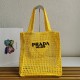 Prada Small Tote Bag In Yellow Raffia