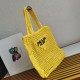 Prada Small Tote Bag In Yellow Raffia