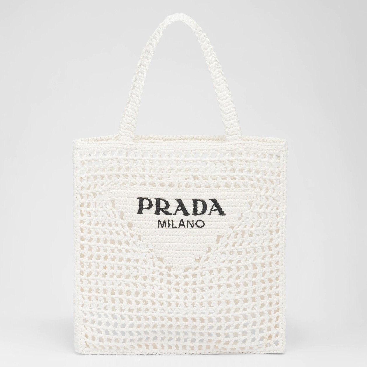 Prada Small Tote Bag In White Raffia