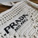 Prada Small Tote Bag In White Raffia