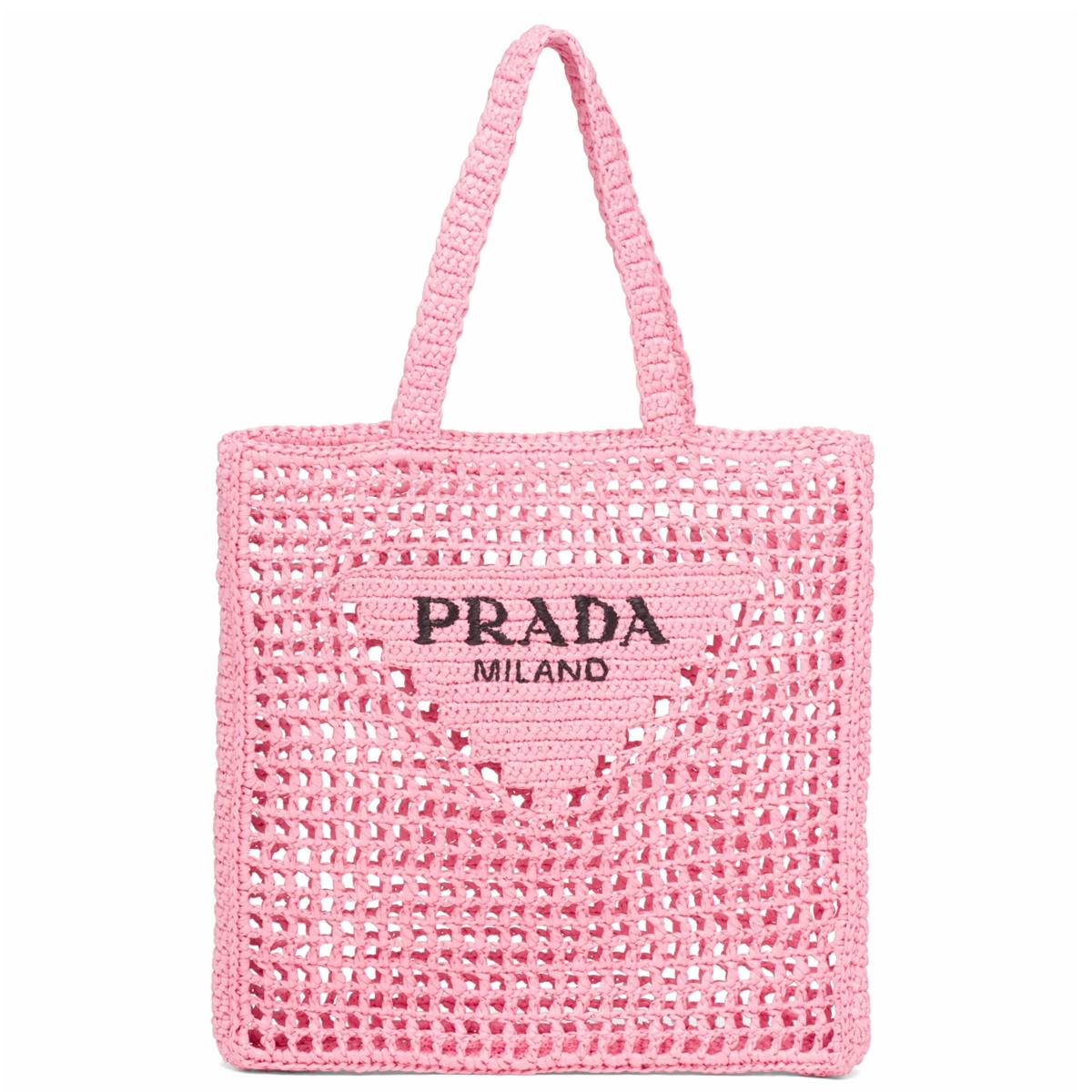 Prada Small Tote Bag In Pink Raffia