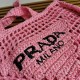 Prada Small Tote Bag In Pink Raffia