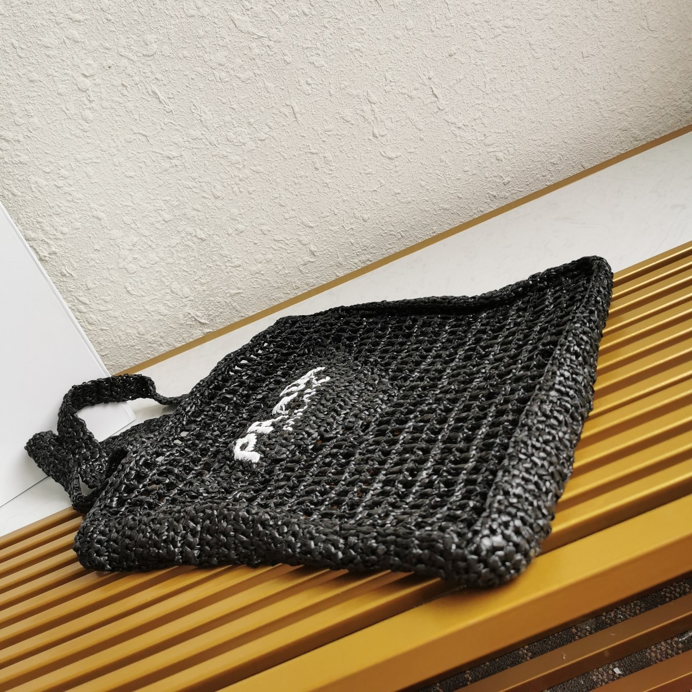 Prada Small Tote Bag In Black Raffia