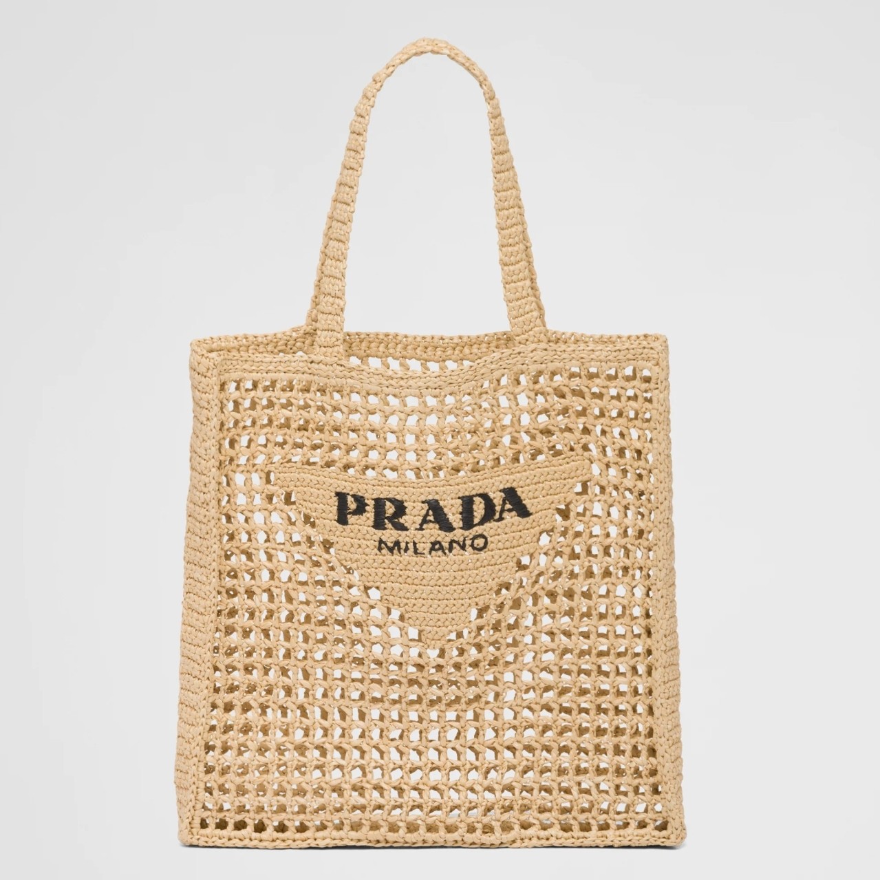 Prada Small Tote Bag In Beige Raffia