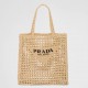 Prada Small Tote Bag In Beige Raffia