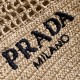 Prada Small Tote Bag In Beige Raffia