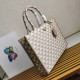 Prada Symbole Small Bag in Beige and White Jacquard Fabric